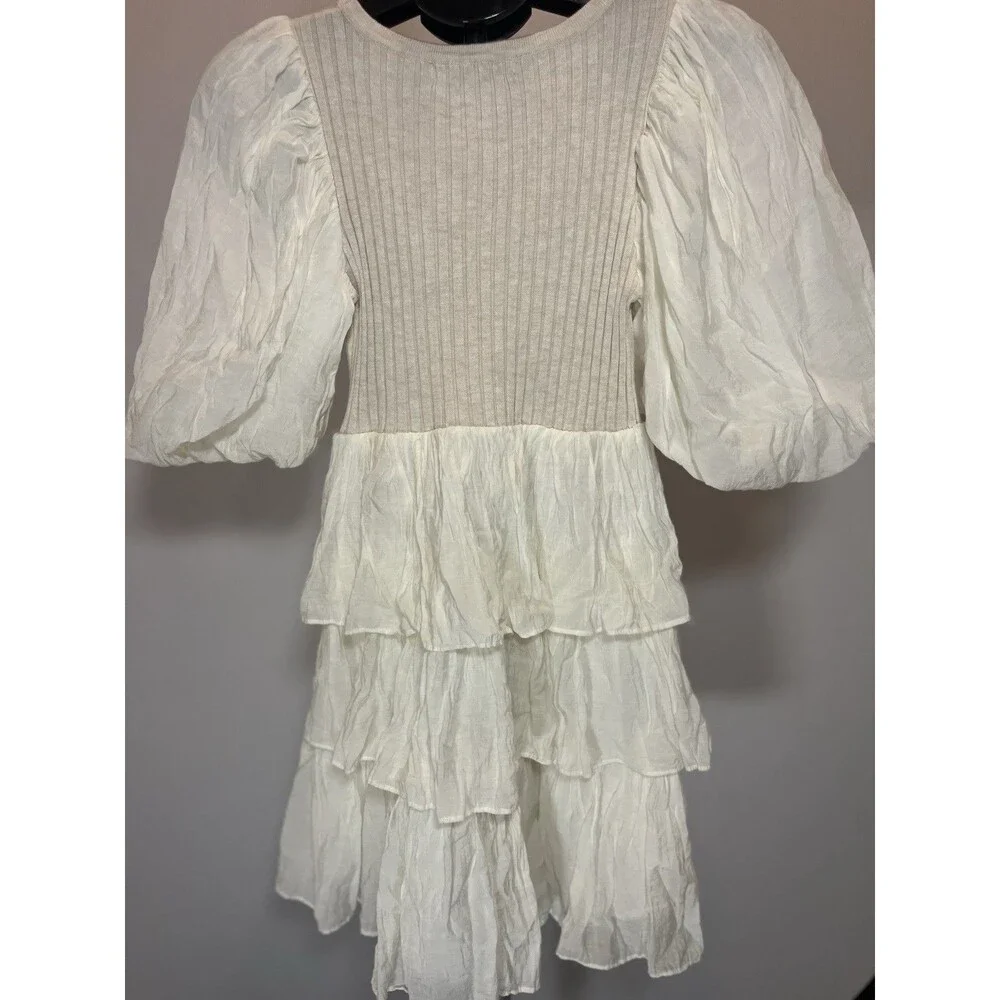 Sofie The Label Cream Babydoll Trapeze Style Tiered Dress- Size Small - Picture 7 of 13
